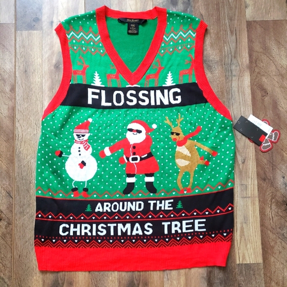Old River Ugly Christmas Sweater Party Vest - Picture 1 of 6